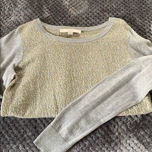 Long sleeve gray and gold LOFT sweater, size small